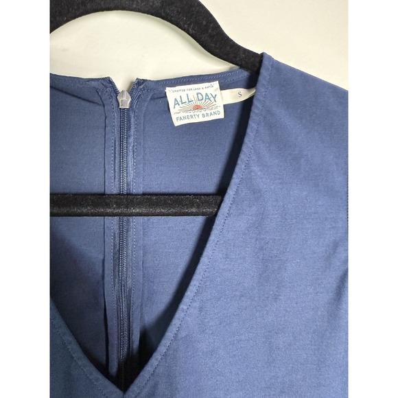 Faherty All Day V Neck Dress Women's Size Small Navy Blue Sleeveless - Comfort‎ - Picture 5 of 7